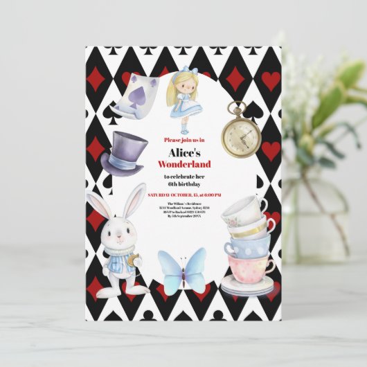 Magische Alice in Wonderland Verjaardag Kaart (Staand voorkant)