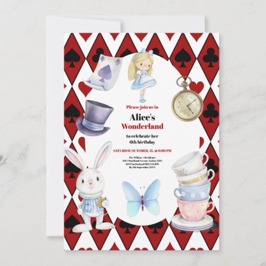 Magische Alice in Wonderland Verjaardag Kaart (Voorkant)