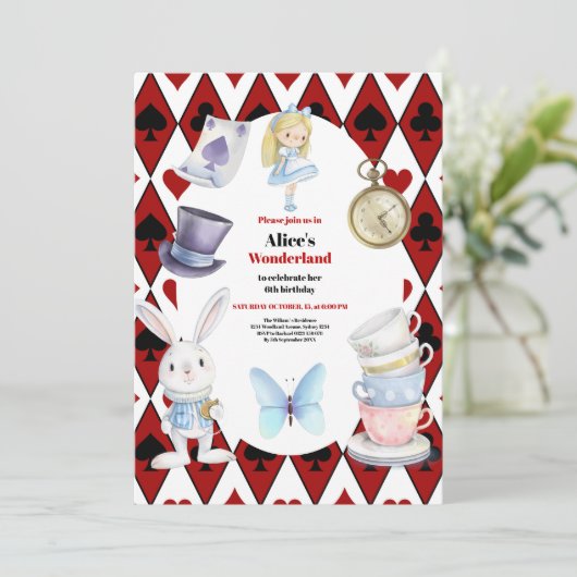 Magische Alice in Wonderland Verjaardag Kaart (Staand voorkant)