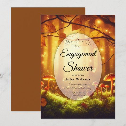 Magische Amber Forest Sprookjesachtige Verloving D Kaart (Voorkant / Achterkant)