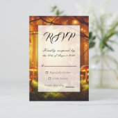 Magische Amber Forest Sprookjeshuwelijk RSVP Kaartje (Staand voorkant)