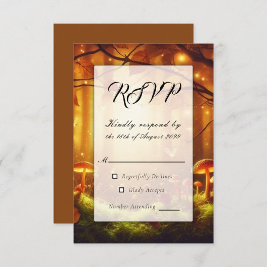 Magische Amber Forest Sprookjeshuwelijk RSVP Kaartje (Voorkant / Achterkant)