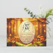 Magische Amber Forest Sprookjeshuwelijk Save The Date (Staand voorkant)