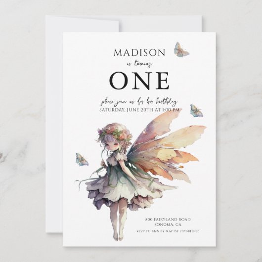 Magische anime fee 5e verjaardagsfeest kaart (Voorkant)