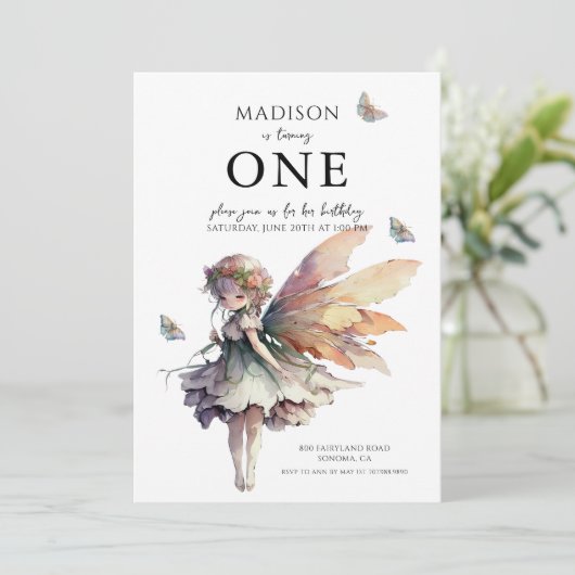 Magische anime fee 5e verjaardagsfeest kaart (Staand voorkant)