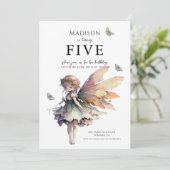 Magische anime fee 5e verjaardagsfeest kaart (Staand voorkant)