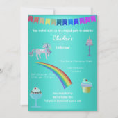 Magische Aqua Chalkboard Unicorn Sweets Birthday Kaart (Voorkant)