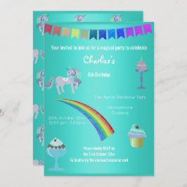 Magische Aqua Chalkboard Unicorn Sweets Birthday Kaart