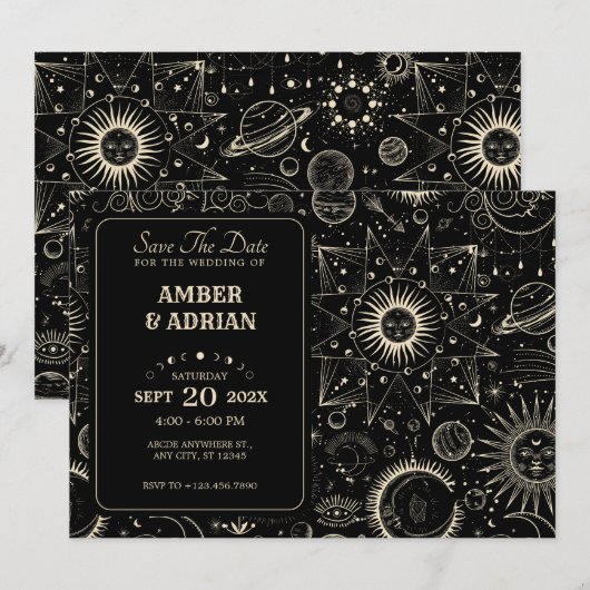 Magische astrologie boho hemel bruiloft save the date (Voorkant / Achterkant)