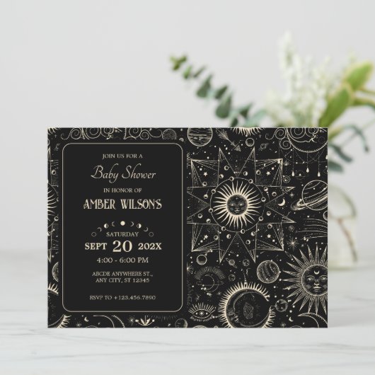 Magische astrologie boho hemels baby shower kaart (Staand voorkant)