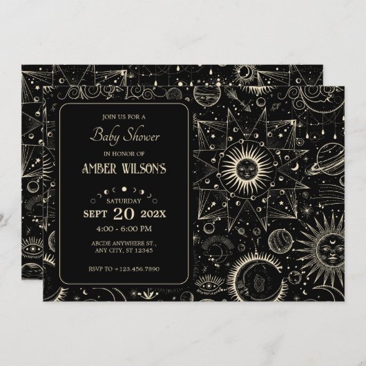 Magische astrologie boho hemels baby shower kaart (Voorkant / Achterkant)