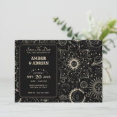 Magische astrologie boho hemelse bruiloft save the date (Staand voorkant)