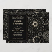 Magische astrologie boho hemelse bruiloft save the date (Voorkant / Achterkant)