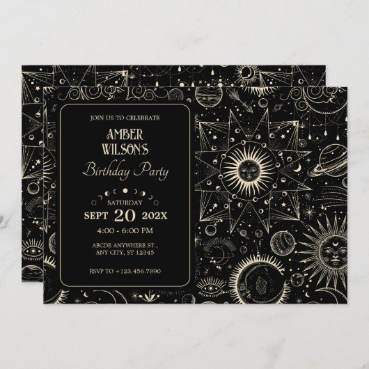 Magische astrologie boho hemelse verjaardag kaart (Voorkant / Achterkant)