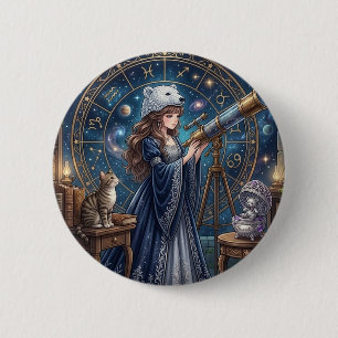 Magische Astronomie Anime Meisje - Dromen & Reveri Ronde Button 5,7 Cm