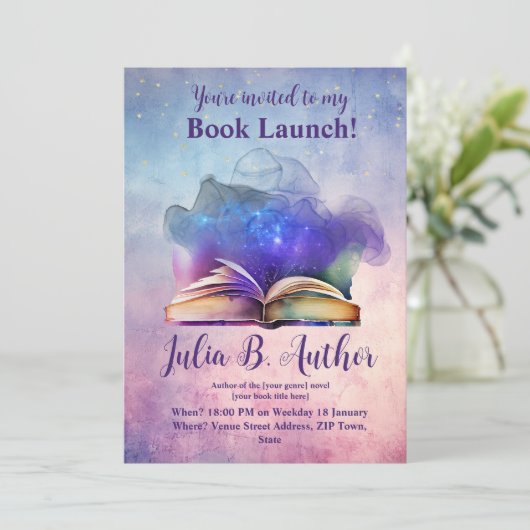 Magische Auteursboek Lancering Uitnodiging (Staand voorkant)