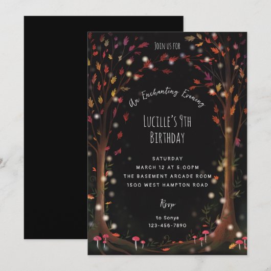 Magische avond fee bos verjaardagsfeestje kaart (Voorkant / Achterkant)