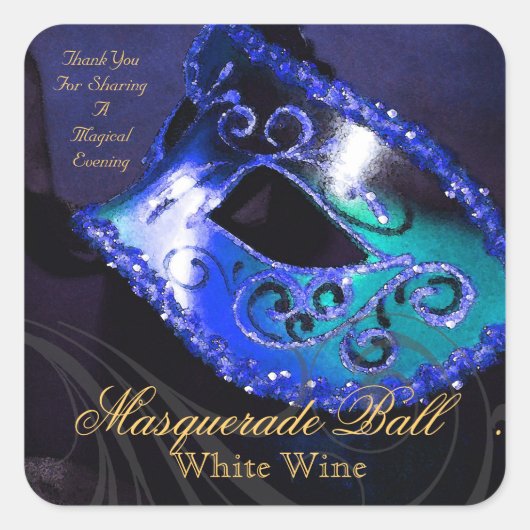 Magische Avondblauwe Masquerade Sticker (Voorkant)