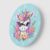 Magische Baby Eenhoorn met Bloemen Grote Klok (Hoek)