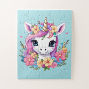 Magische Baby Eenhoorn met Bloemen Legpuzzel