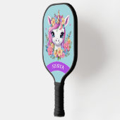 Magische Baby Eenhoorn met Bloemen Pickleball Paddle (Links)