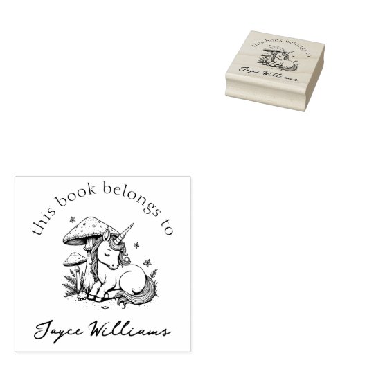 Magische Baby Eenhoorn Toadstool & Butterflies Boe Rubberstempel (Gestempeld)