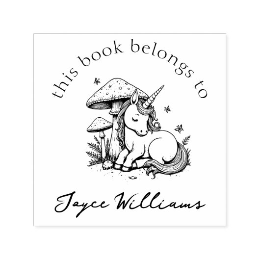 Magische Baby Eenhoorn Toadstool & Butterflies Boe Zelfinktende Stempel (Design)