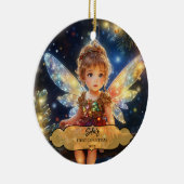 Magische Baby Fairy met vleugels in een kerstboom Keramisch Ornament (Rechts)