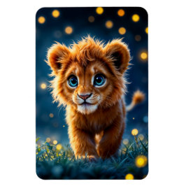 Magische baby-leeuw wandelen in een fantasieavond magneet