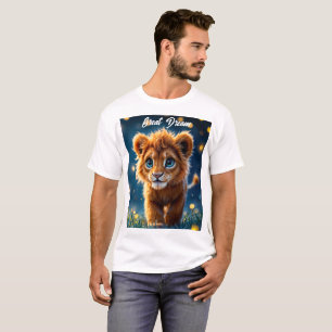 Magische baby-leeuw wandelen in een fantasieavond t-shirt