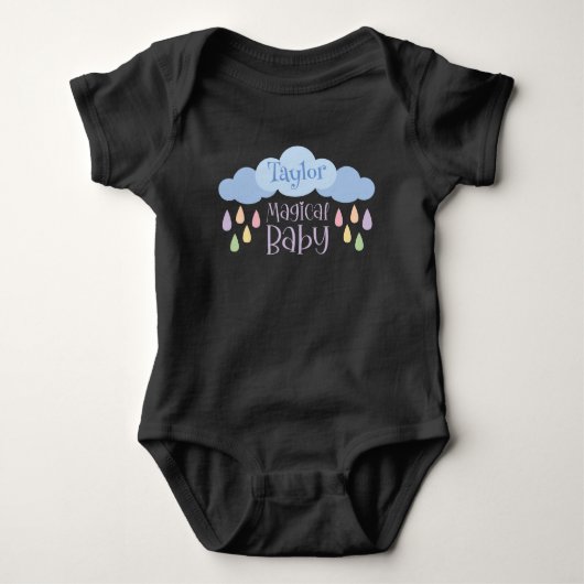 Magische Baby Pastel Rain & Cloud Custom Name Romper (Voorkant)