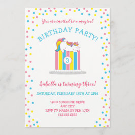 Magische baby Unicorn Birthday Party, cake + age Kaart