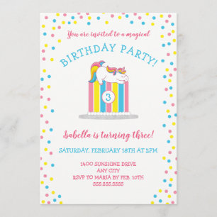 Magische baby Unicorn Birthday Party, cake + age Kaart