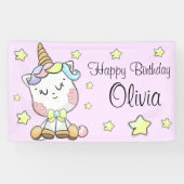 Magische Baby Unicorn en sterren Birthday Spandoek (Horizontaal)