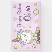 Magische Baby Unicorn en sterren Birthday Spandoek (Verticaal)