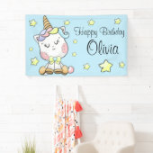Magische Baby Unicorn en sterren Birthday Spandoek (Insitu)