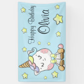 Magische Baby Unicorn en sterren Birthday Spandoek (Verticaal)