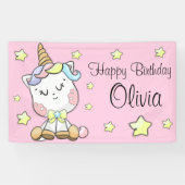Magische Baby Unicorn en sterren Birthday Spandoek (Horizontaal)