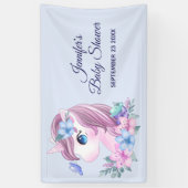 Magische Baby Unicorn met Big Eyes Baby shower Spandoek (Verticaal)