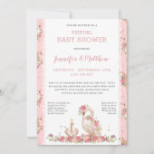 Magische Baby Zwanenprinses Roze Bloemige Baby Sho Kaart (Voorkant)