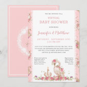 Magische Baby Zwanenprinses Roze Bloemige Baby Sho Kaart (Voorkant / Achterkant)