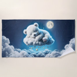 Magische beer dromerige nacht pastelblauwe kunst strandlaken