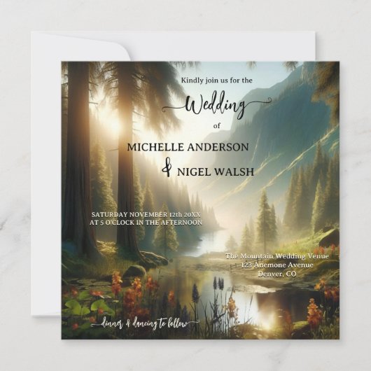 Magische Berg betoverde bruiloft Kaart (Voorkant)
