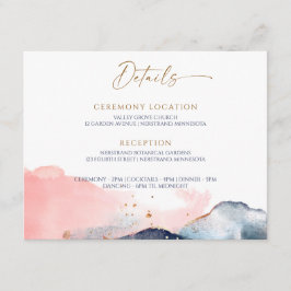 Magische Berg Navy Blau Blush Roze Details Informatiekaartje