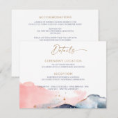 Magische berg Navy blauwe blos roze details Informatiekaartje (Voorkant / Achterkant)