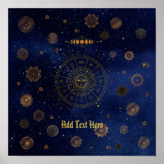 Magische Beschermingssymbolen Mandala Pagan Heks Poster (Voorkant)