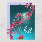 MAGISCHE BESJES 3,MONOGRAM aquamarine rood blauw Kaart (Voorkant / Achterkant)