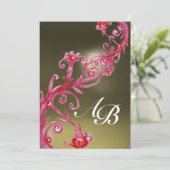 MAGISCHE BESJES 3,MONOGRAM robijn metallic goud Kaart (Staand voorkant)