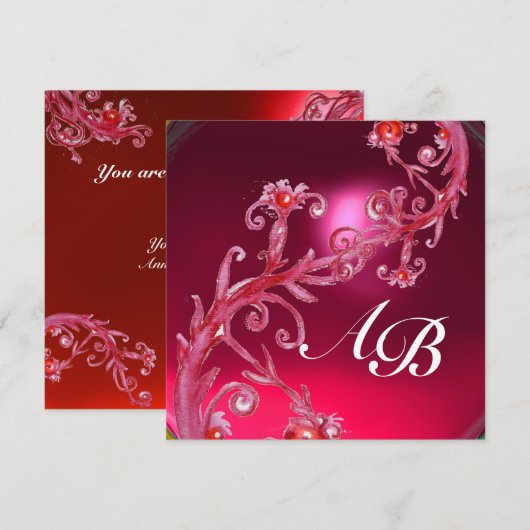 MAGISCHE BESJES 4, ENKELVOUDIGE INITIALEN rode rob Kaart (Voorkant / Achterkant)