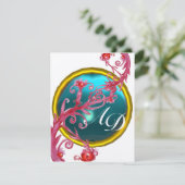 MAGISCHE BESJES 4,MONOGRAM blauw aquamarijn goud Kaart (Staand voorkant)